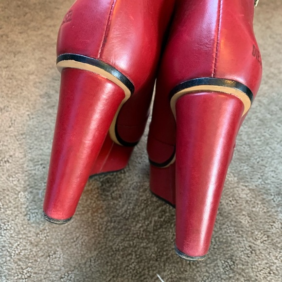 Diesel red leather wedge booties - Picture 12 of 14